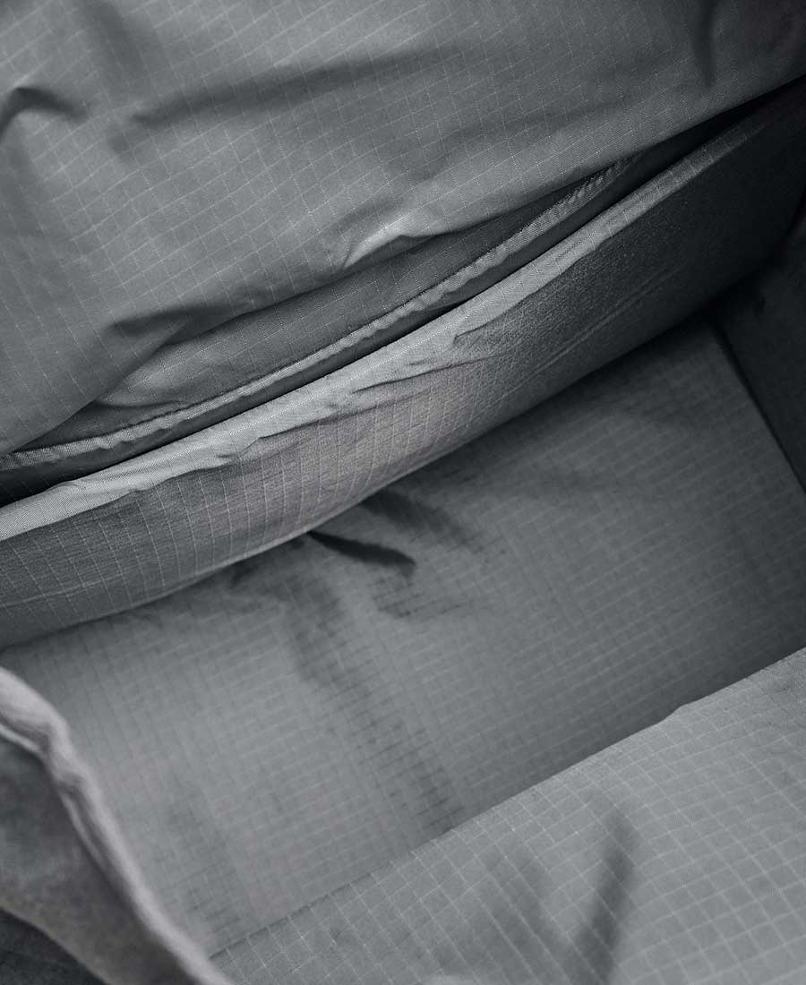 an interior shot of a grey garner and tow tote bag