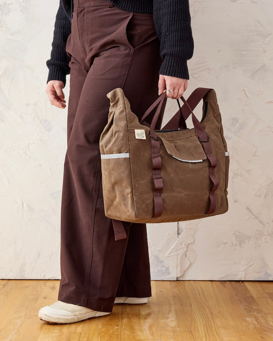 Waxed Canvas Bike Pannier with Laptop Sleeve